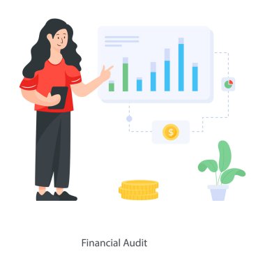 Para ve finansal grafik vektör çizimi grafik tasarımı ile iş kadını