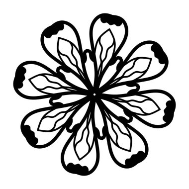 siyah ve beyaz soyut çiçek deseni, vektör illüstrasyonu