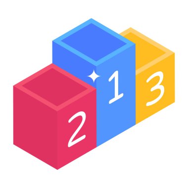 Bir kutulu podyumun izometrik vektör çizimi