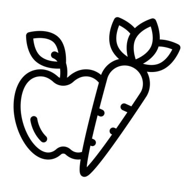 Elma ve havuç. Web simgesi basit illüstrasyon