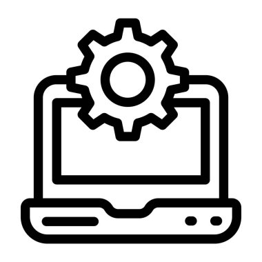 Laptop ve kalem satırı vektör simgesine sahip pano