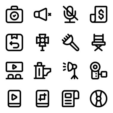 Web ve mobil uygulamalar, video, film ve diğer vektör illüstrasyonları için ortam simgeleri