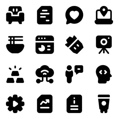 Beyaz arkaplanda modern düz vektör simgeleri kümesi 