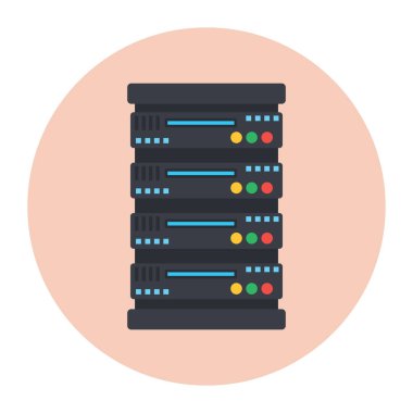 veri merkezi düz simgesi, vektör illüstrasyonu