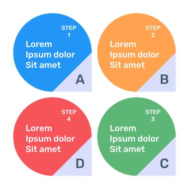 Seçenekleri, adımları, süreçleri ve daha fazlasını içeren bilgi şablonu. vektör illüstrasyonu