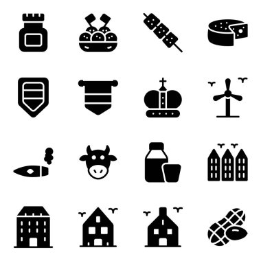 çiftlik ve sağlık ikonları herhangi bir tasarım vektörü illüstrasyonu için basit bir şekilde ayarlandı