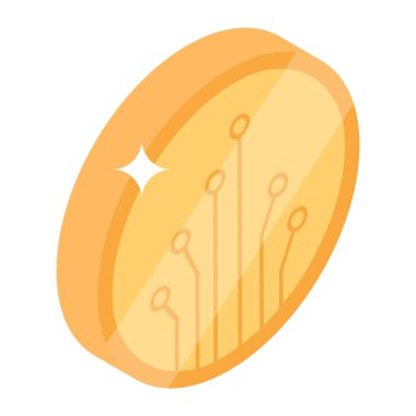 bitcoin icon. isometric of cpu vector icons for web design isolated on white background