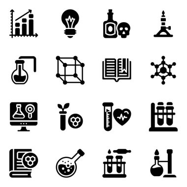 bilim ve kimya simgesi seti