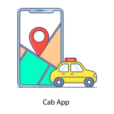 Mobil uygulamalı akıllı telefon, GPS navigasyon, vektör illüstrasyonu