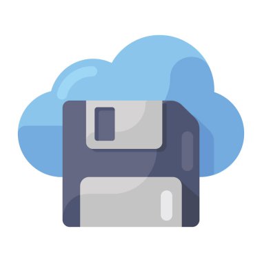 Bulut hesaplama düz simgesi, vektör illüstrasyonu