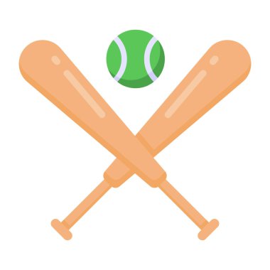 Beyzbol ikonu. İnternet için tenis raketi vektör simgelerinin karikatür çizimi