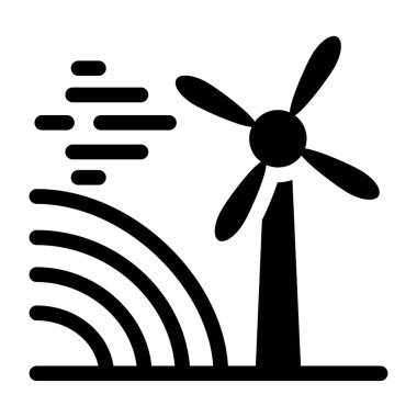 Rüzgar türbini ikonu. Ağ için güneş enerjisi vektör simgelerinin basit gösterimi