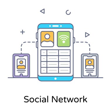 Cep telefonlu akıllı telefon, vektör illüstrasyonu