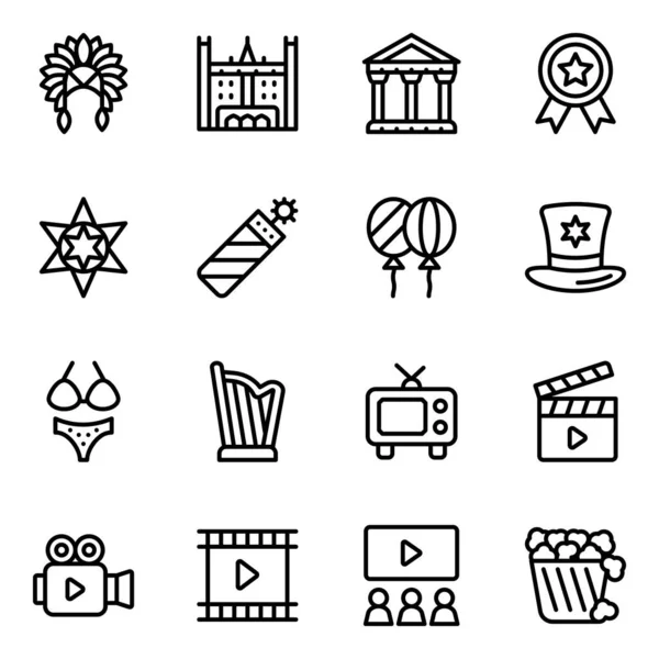 Movie Theater Icons Set Simple Style Cinema Vector Icon Web — Stock Vector