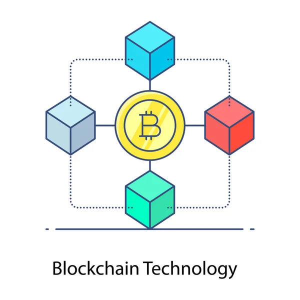 Blockchain Line Icon Vector Illustration — Stock Vector