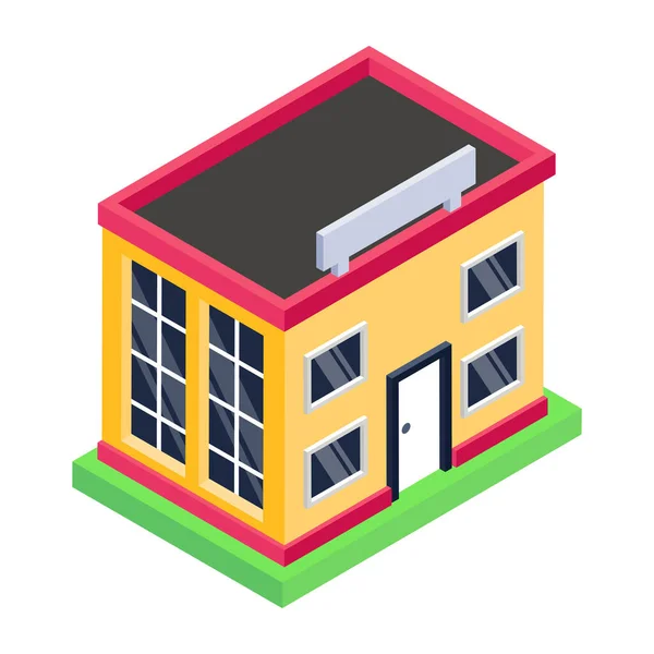 Σπίτι Κτίριο Ισομετρική Εικόνα Γελοιογραφία Του Σπιτιού Διανυσματικά Εικονίδια Διαμέρισμα — Διανυσματικό Αρχείο