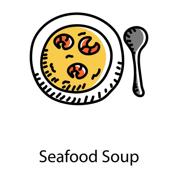 Sopa Mariscos Icono Web Diseño Simple — Vector de stock