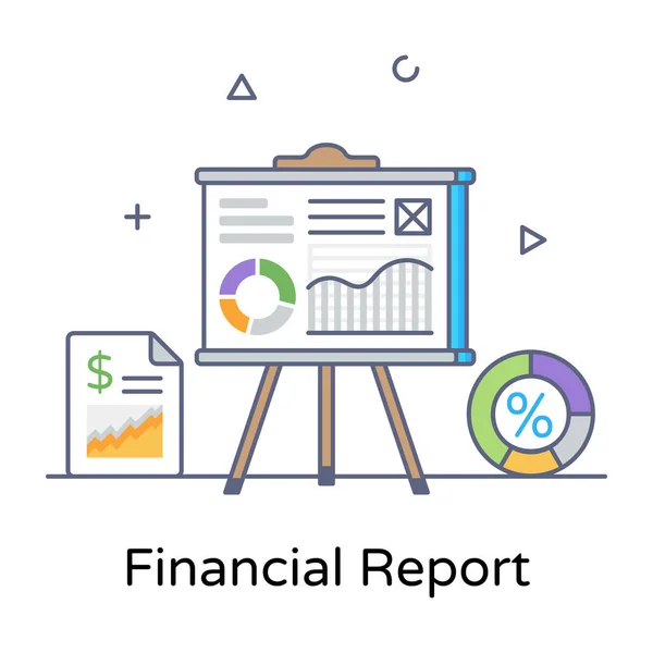 Gráfico Presentación Icono Plano — Vector de stock