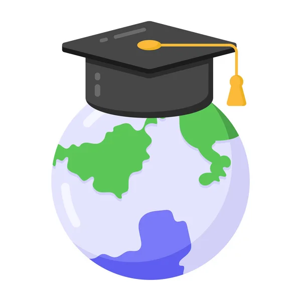 Graduatie Cap Met Globe Vector Illustratie — Stockvector
