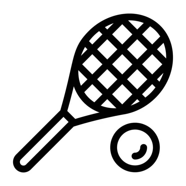 テニスラケットアイコン 概要スポーツボールベクトルイラストピクトグラム 白地に隔離された裁判所シンボル — ストックベクタ