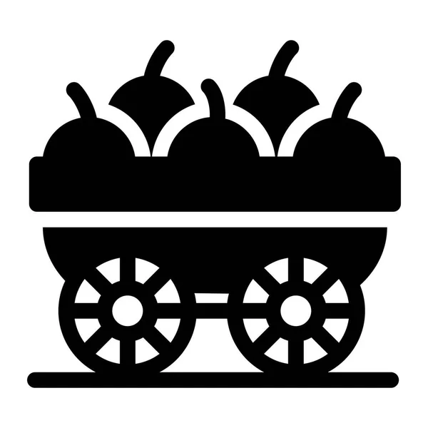 Esquema Ilustración Los Iconos Vector Carro Granja Para Web — Vector de stock