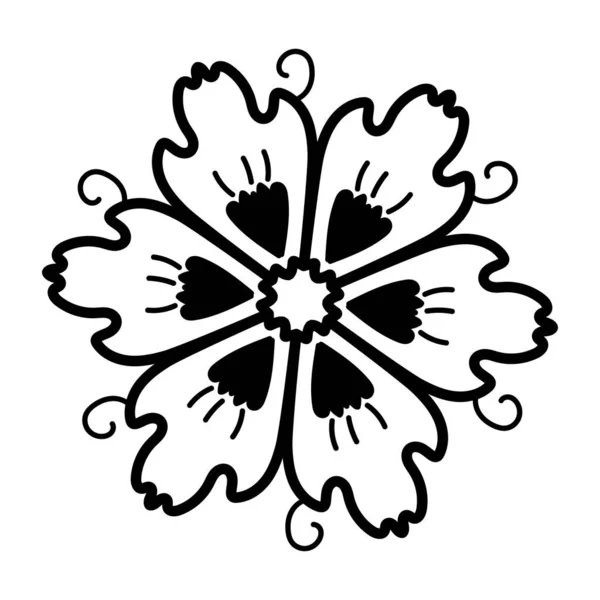 花のついた黒と白の花柄 — ストックベクタ