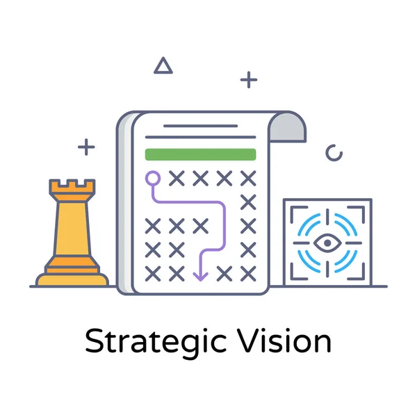 Strategi Spel Ikon Vektor Tunn Linje Tecken Isolerad Kontur Symbol — Stock vektor