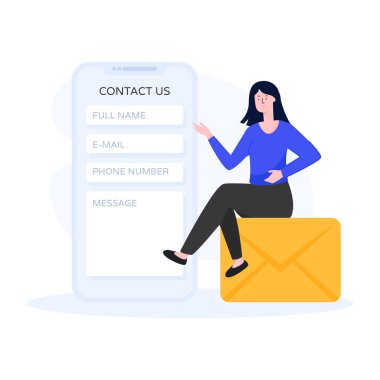 Akıllı telefonlu bir kadının vektör çizimi