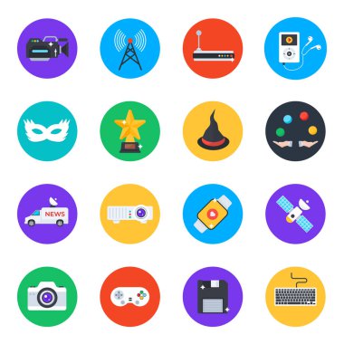 Web ve mobil için 9 ortam simgesi.