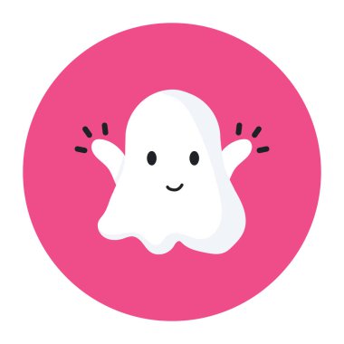 Hayalet ikonu. Web için sevimli canavar vektör simgelerinin düz çizimi