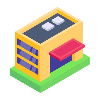 Çatısı olan izometrik bir ev. vektör illüstrasyonu