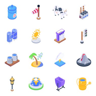 Modern ve teknoloji simgelerinin vektör çizimi. Web için havuz ve su deposu sembolü koleksiyonu.