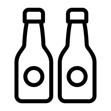 Bira şişeleri ikonu. Web tasarımı için alkol içecek vektör simgelerinin ana hatları