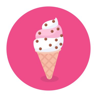 Dondurma ikonu. Web için çikolata topu vektör simgelerinin modaya uygun düz çizimi