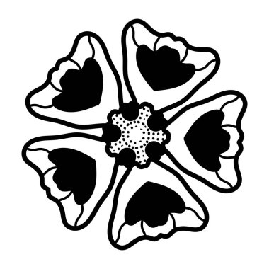 Çiçek elementlerinin siyah ve beyaz vektör çizimi