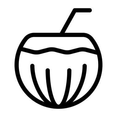 Hindistan cevizi. Web simgesi basit illüstrasyon