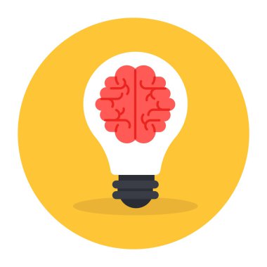 Parlayan neon çizgi ikonlu bir ampul. vektör illüstrasyonu