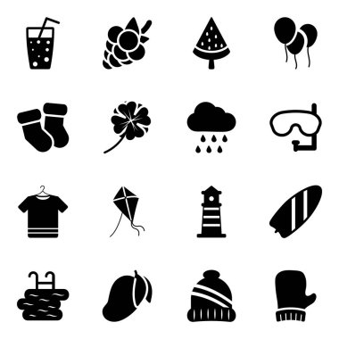 Bebek duşu ikonları hazır. Beyaz arkaplanda izole edilmiş web tasarımı için 36 dondurma vektör simgesi biçimi