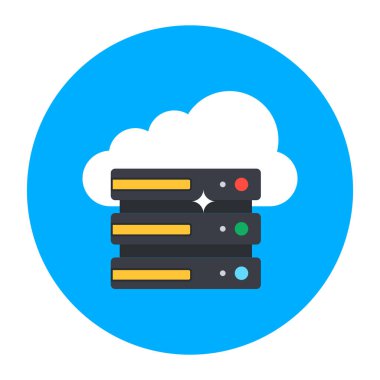 Bulut hesaplama düz simgesi, vektör illüstrasyonu