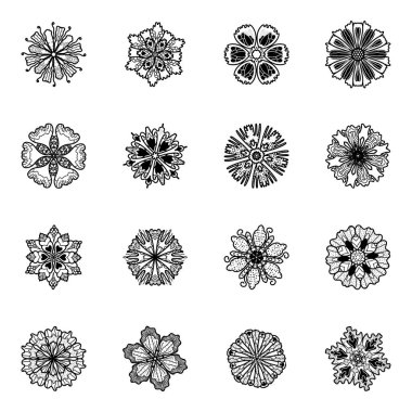 Siyah ve beyaz mandala desenleri. vektör illüstrasyonu