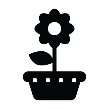 saksı ikonu. Bahçe bitkisi vektör sembolü taslağı. beyaz arkaplanda izole