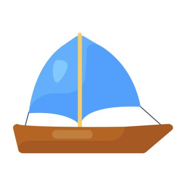 Tekne ikonu. Web için yelkenli vektör simgelerinin düz çizimi