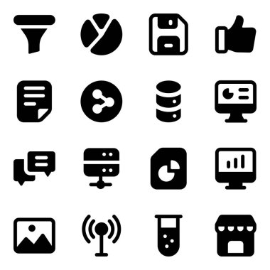 Web ve mobil uygulamalar, bilgisayarlar, video ve diğer vektör illüstrasyonları için 16 ortam simgesi