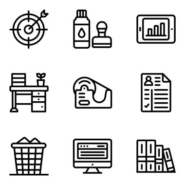 iş simgeleri kümesi, vektör illüstrasyonu