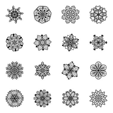 Siyah ve beyaz mandala desenleri. vektör illüstrasyonu