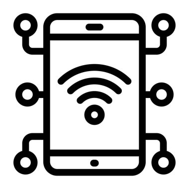 Wi-Fi işaretli cep telefonu. Web simgesi basit illüstrasyon