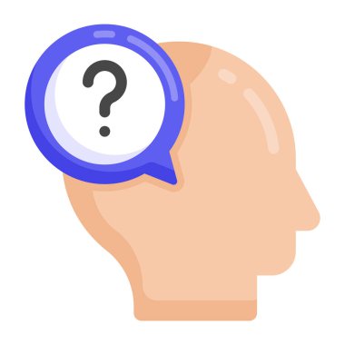 Soru işareti simgesi olan insan kafası. düz tasarım biçimi.