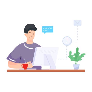 Dizüstü bilgisayarı ve kahve fincanı tasarımı olan bir adam