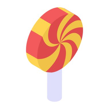 Lolipop ikonu. Beyaz arkaplanda izole edilmiş şeker vektör simgelerinin düz çizimi