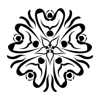 Siyah ve beyaz çiçek süsü. vektör illüstrasyonu